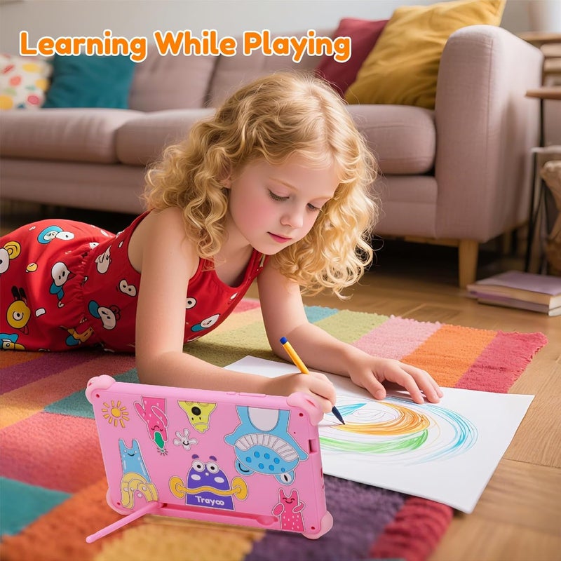 Trayoo Kids Tablet 7 inch Tablets for Kids 3-12, 32GB Android Toddler Tablet with Solid Case, YouTube, Netflix, GMS, Bluetooth, WiFi, Education Learning Apps Installed, Parent Control(Pink) - Image 5